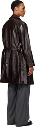MM6 Maison Margiela Burgundy Double-Breasted Faux-Leather Jacket