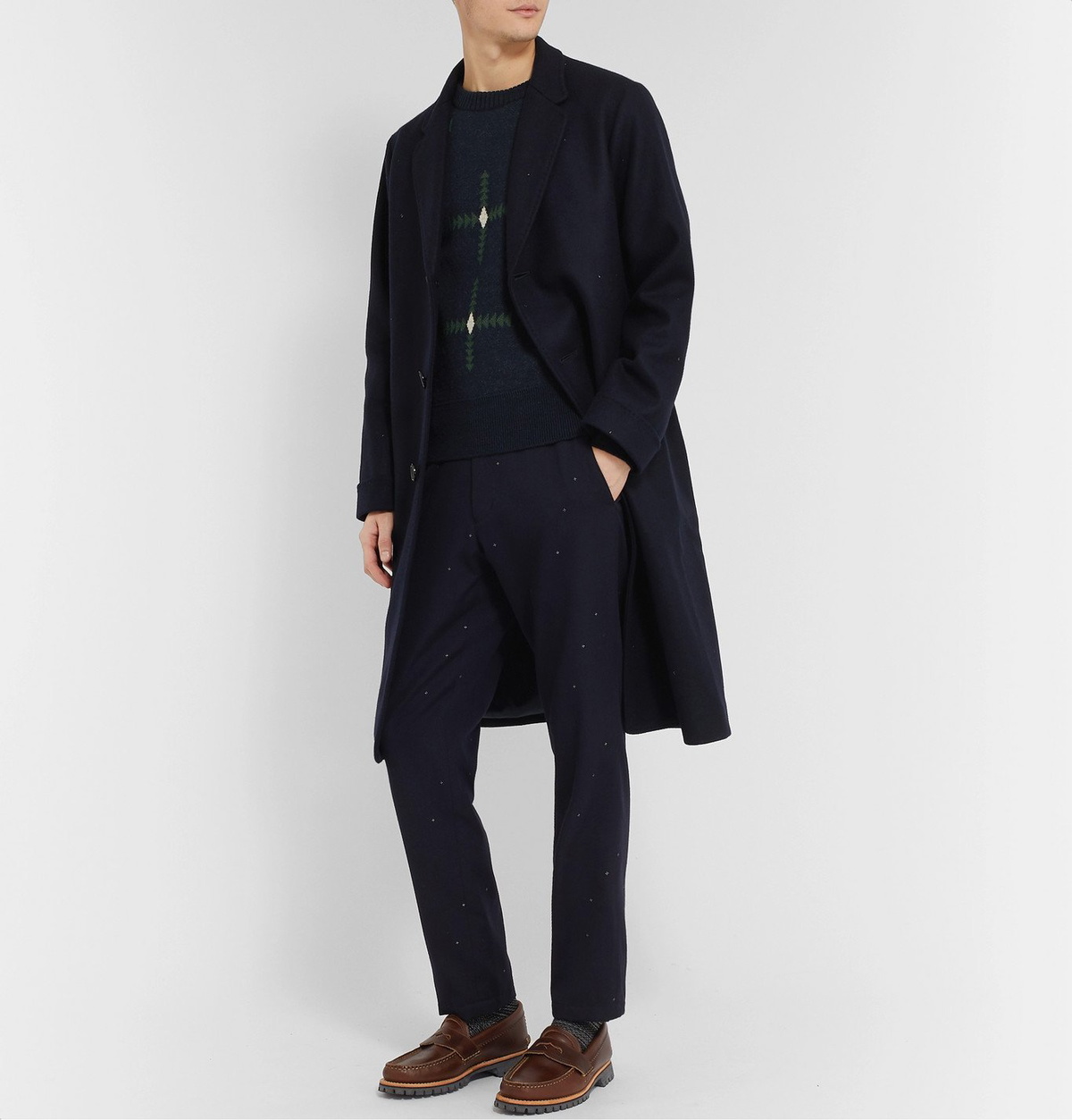 Blue Blue Japan - Oversized Melton Wool Overcoat - Blue Blue