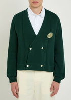 Bode Double-breasted Cotton Cardigan Dark Green