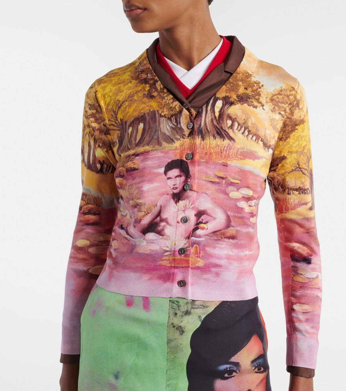 Versace Printed silk cardigan