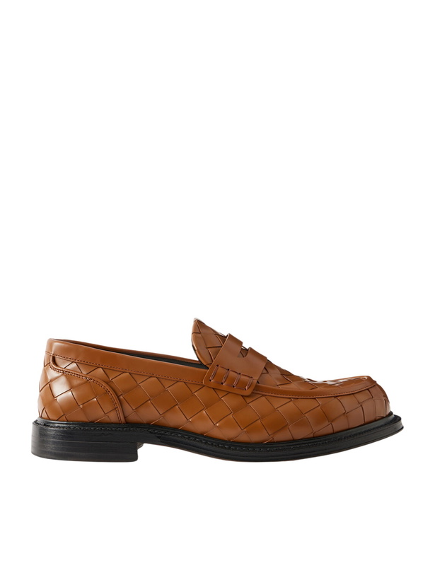 Photo: Bottega Veneta - James Woven Leather Penny Loafers - Orange