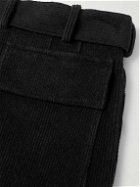Jil Sander - Straight-Leg Belted Cotton-Blend Corduroy Shorts - Black