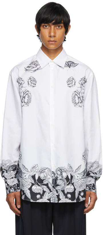 Photo: Valentino White & Black Poplin Dark Blooming Shirt