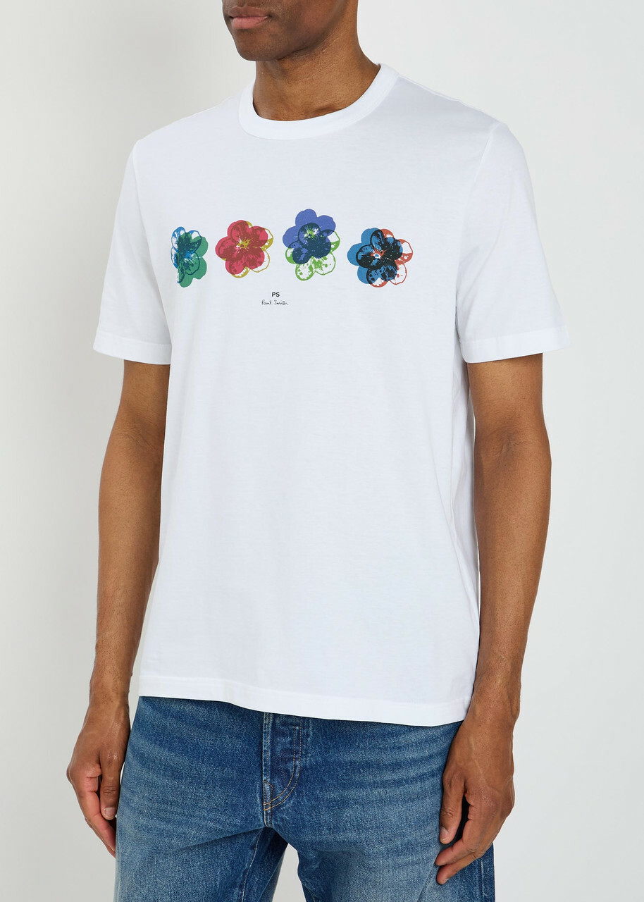PS Paul Smith Floral-print Cotton T-shirt White