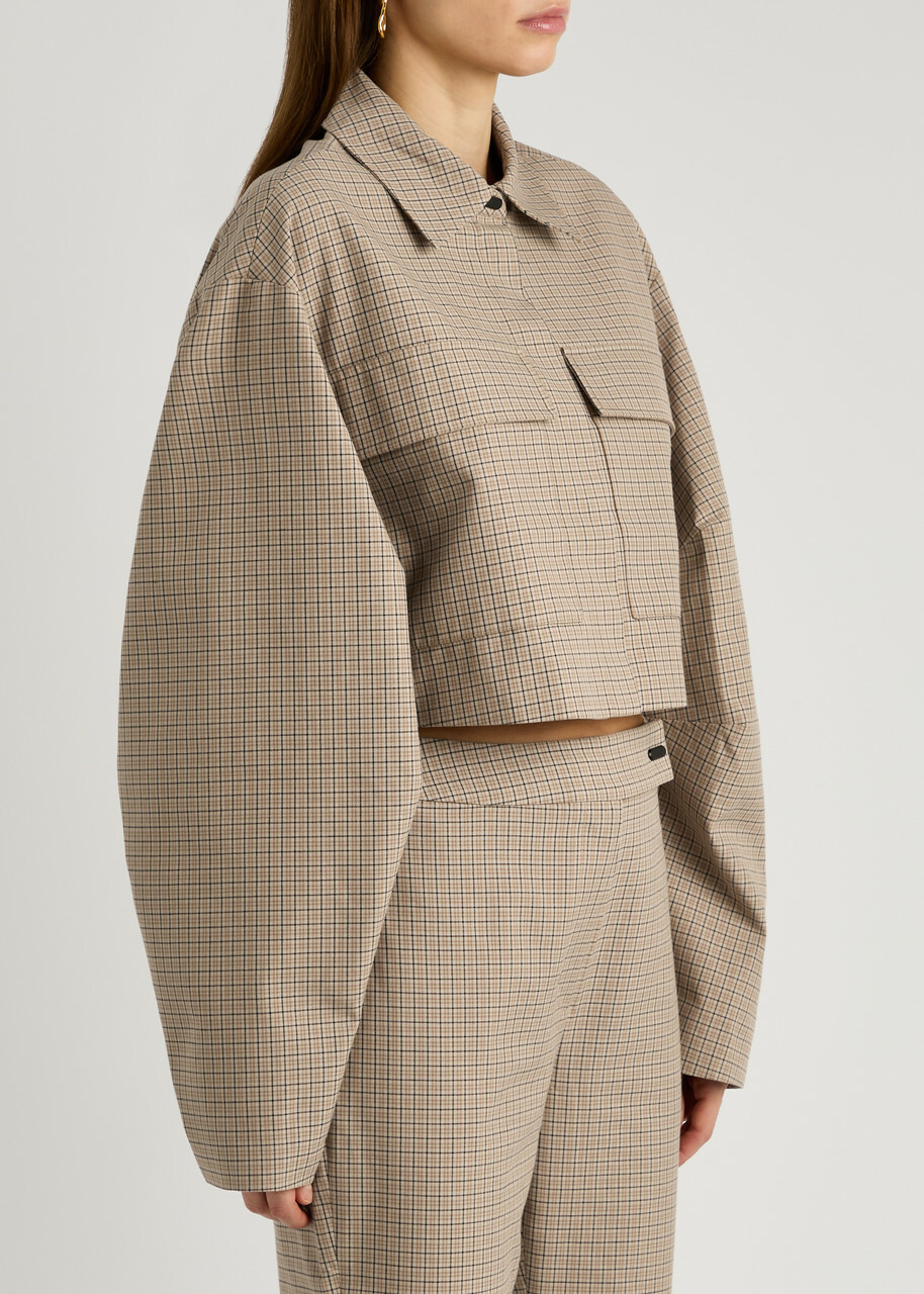 Clea Massimo Checked Cotton-blend Jacket Beige