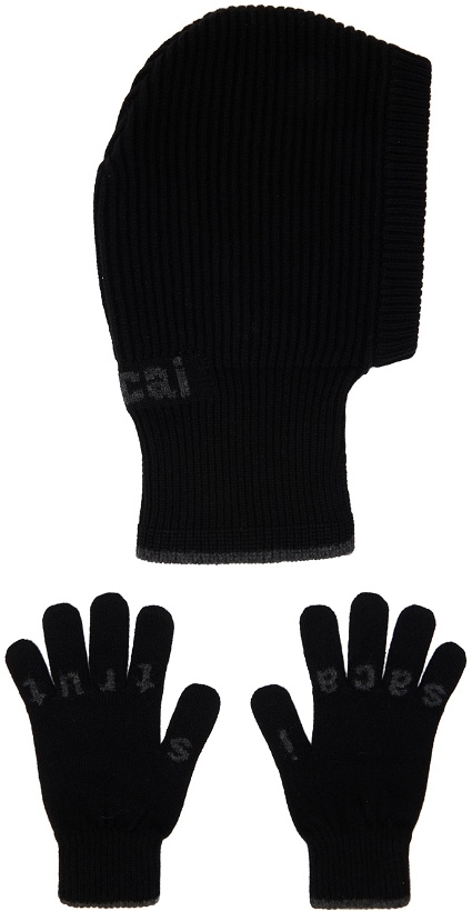 Photo: sacai Black Jacquard Balaclava & Glove Set