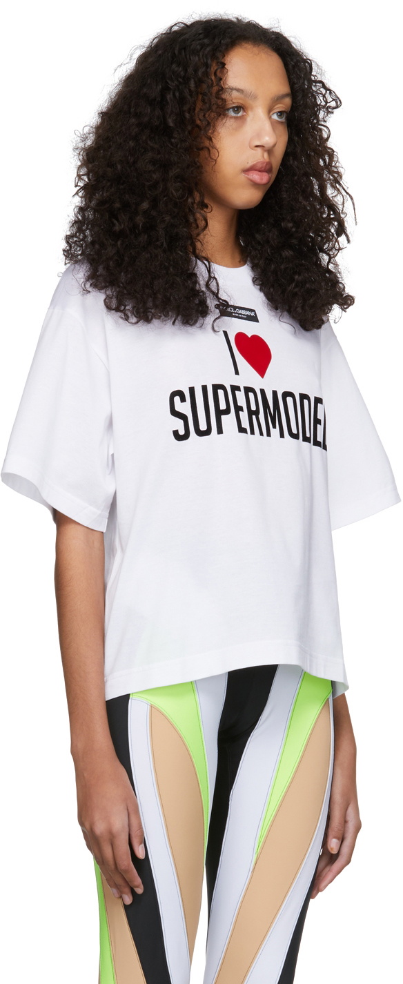 Dolce & Gabbana White 'I Love Supermodel' T-Shirt Dolce & Gabbana