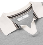 Mr P. - Knitted Cotton-Piqué Polo Shirt - Gray
