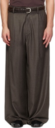 ssstein Brown Wool Flannel Extra Wide Trousers
