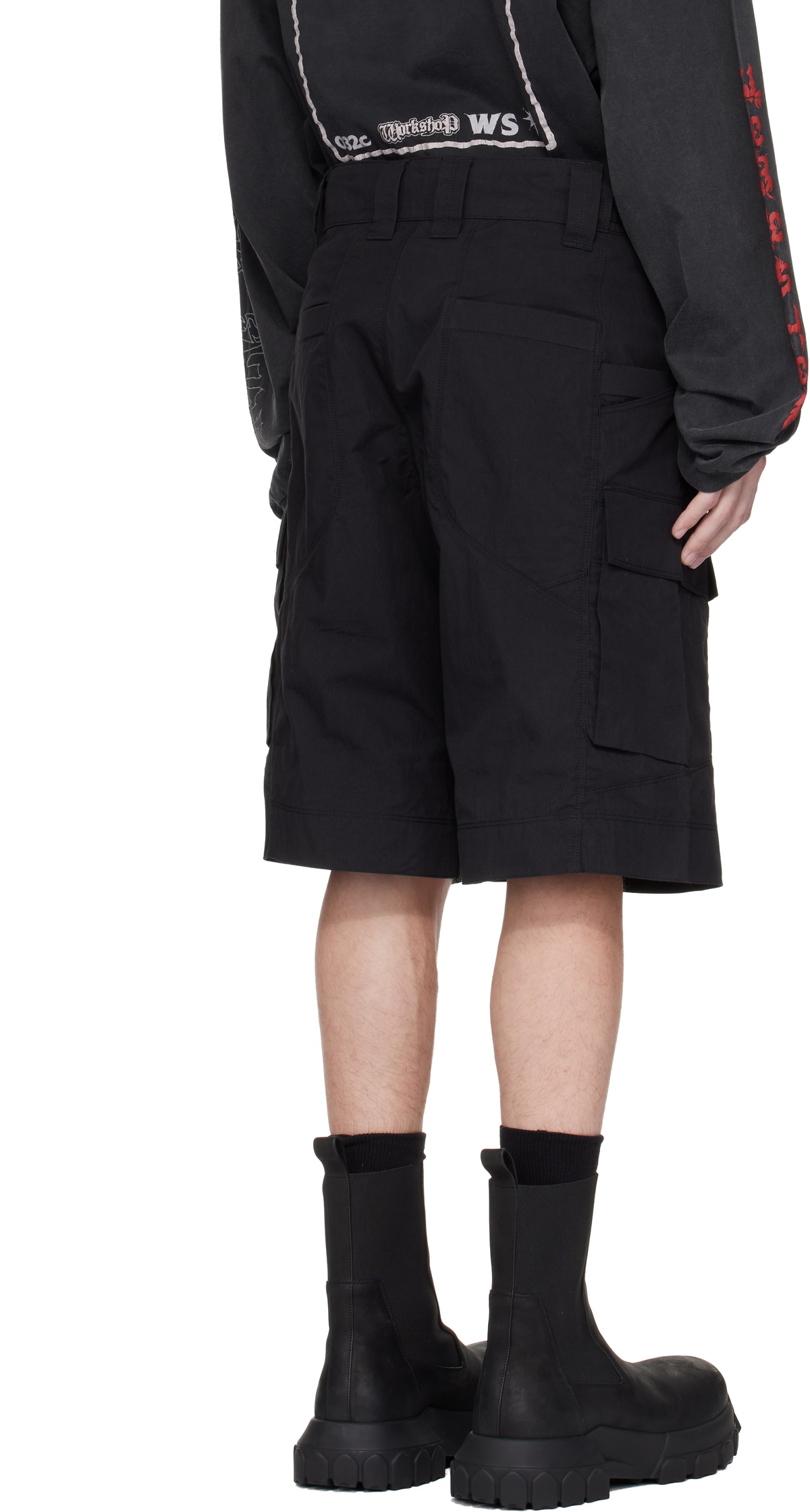 032c Black 'My Own Mind' Utility Shorts