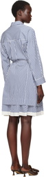 3.1 Phillip Lim Blue & White Cascade Sleeve Stripe Shirt Minidress