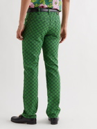 GUCCI - Logo-Jacquard Organic Cotton-Blend Trousers - Green