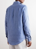 Ralph Lauren Purple label - Cutaway-Collar Brushed Linen Shirt - Blue