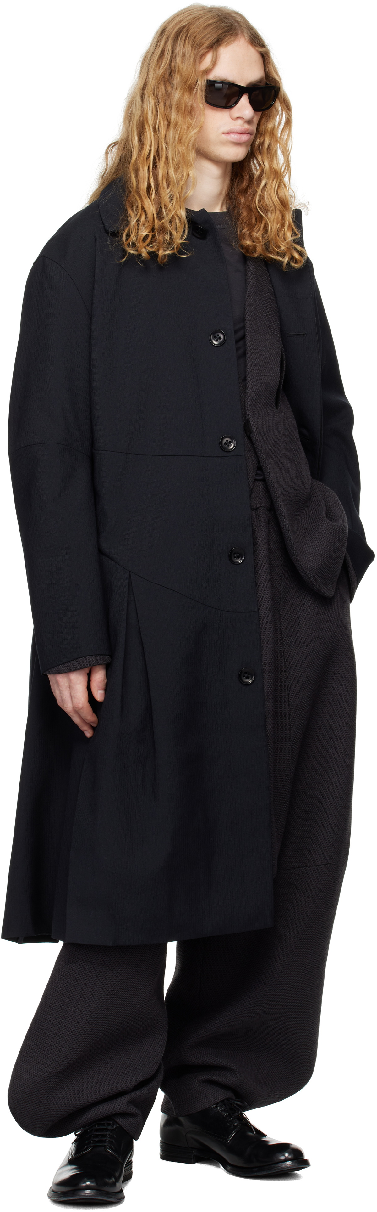 pet-tree-kor Navy Resonance Pleat Coat
