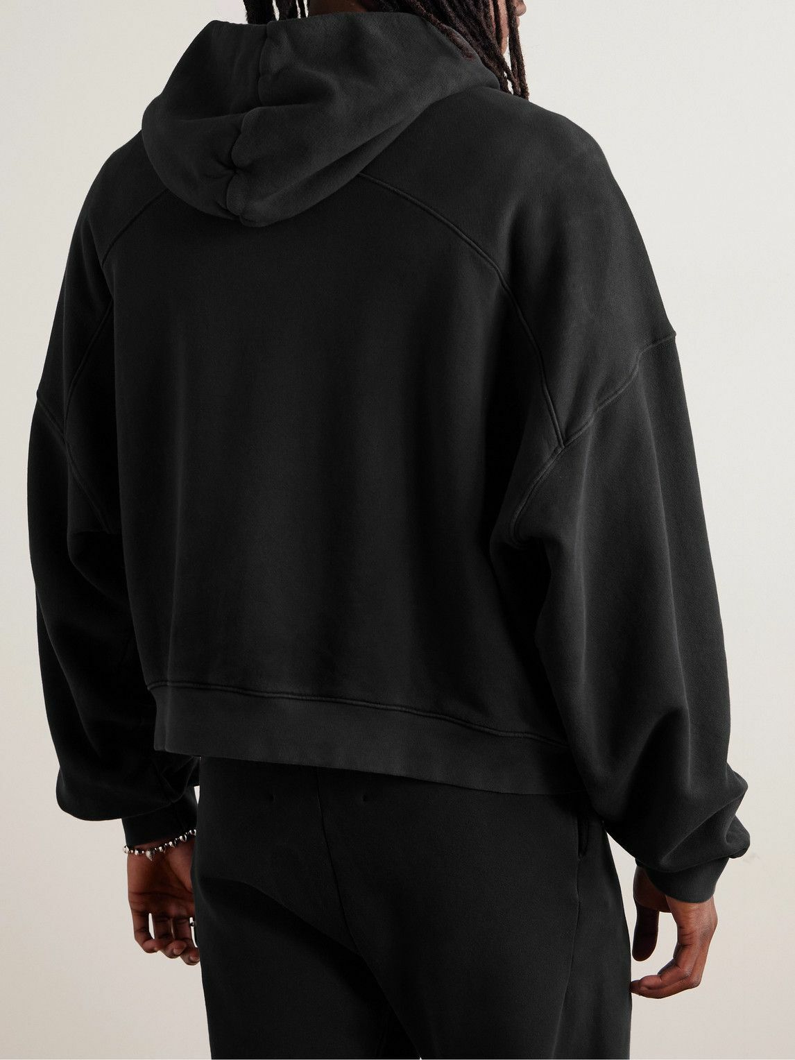 RRR123 - INRI Embellished Logo-Print Cotton-Jersey Zip-Up