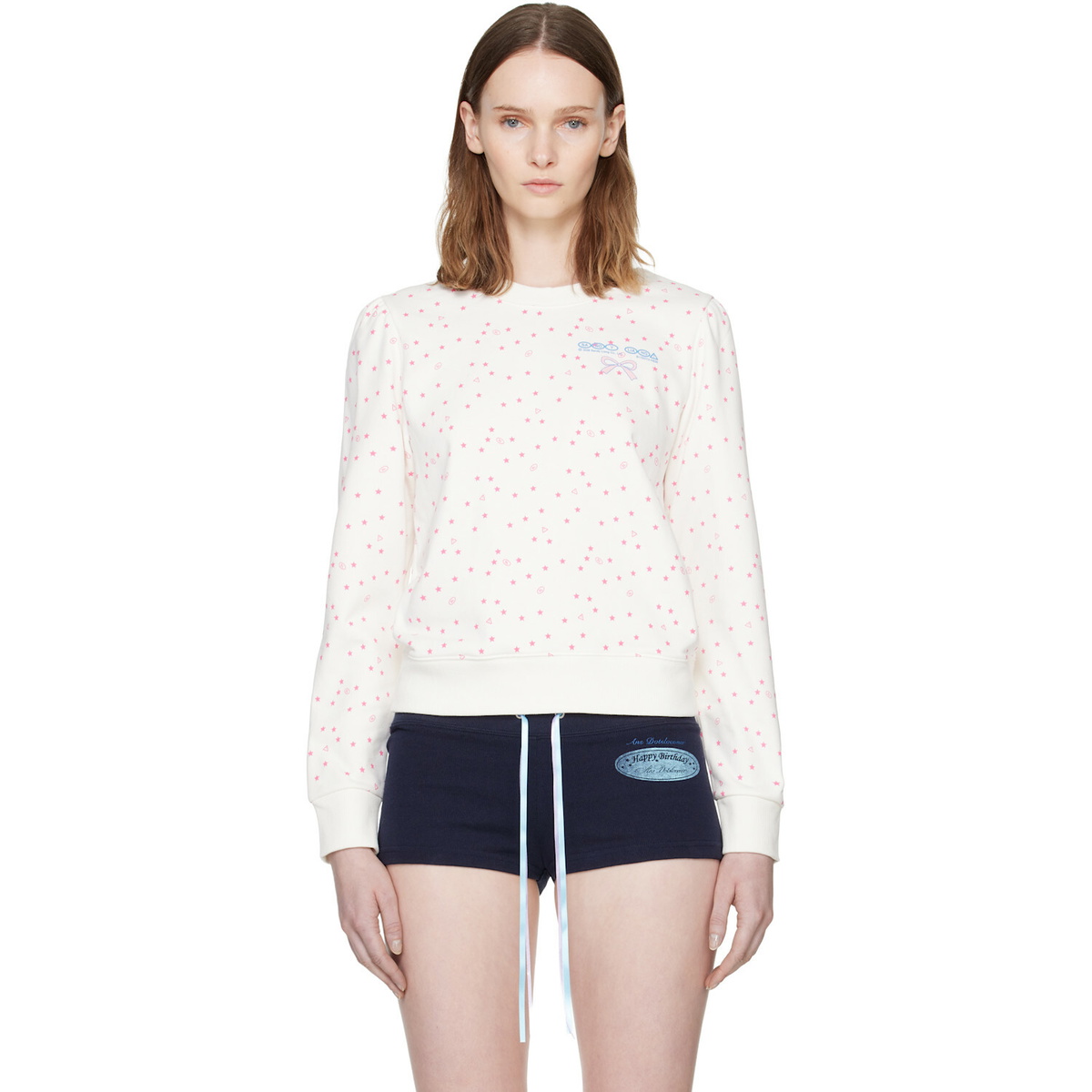 Sandy Liang White Polka Sweatshirt