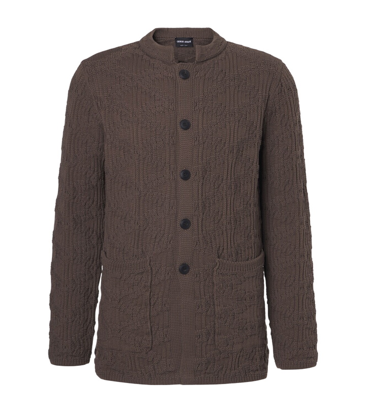 Photo: Giorgio Armani Ribbed-knit cotton-blend cardigan