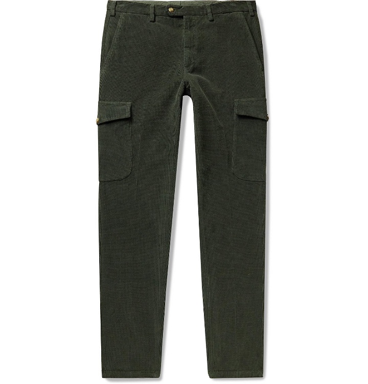 Photo: THOM SWEENEY - Tapered Slim-Fit Stretch-Cotton Corduroy Trousers - Green