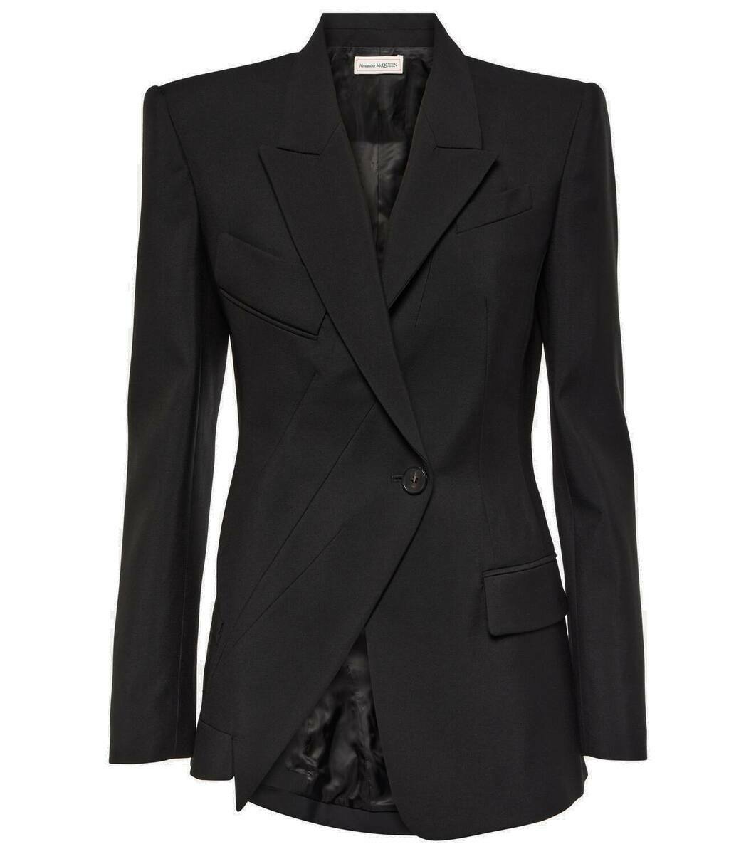 【関税&送料込】Alexander Mcqueen Black Wool Blazer Alexander Mcqueen Wool Blazer With Structured Shoulders And