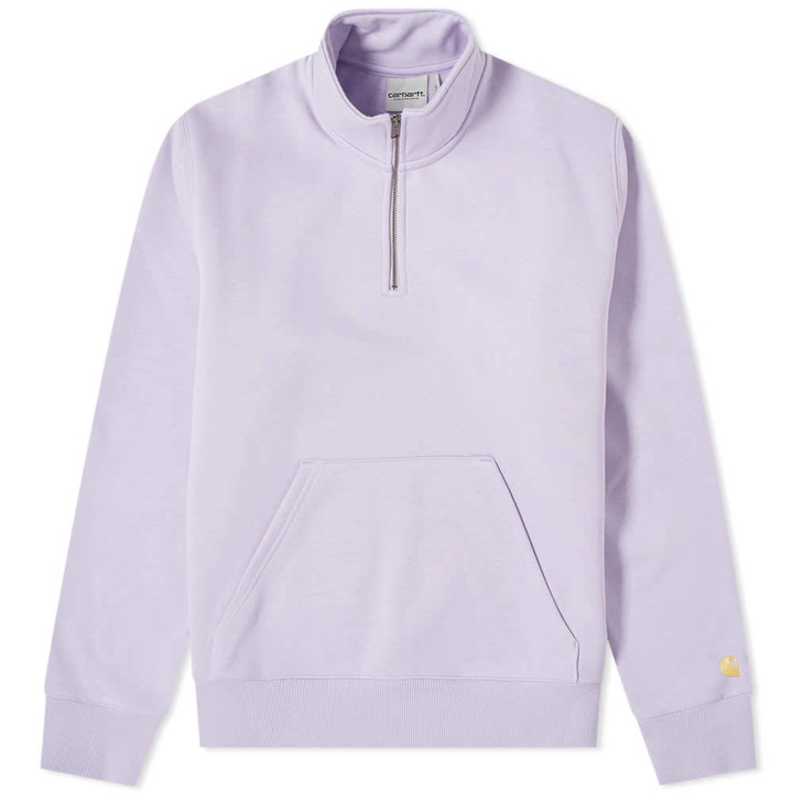 Photo: Carhartt Chase Neck Zip Sweat Soft Lavender & Gold