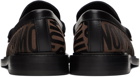 Moschino Brown & Black Logo Jacquard Loafers
