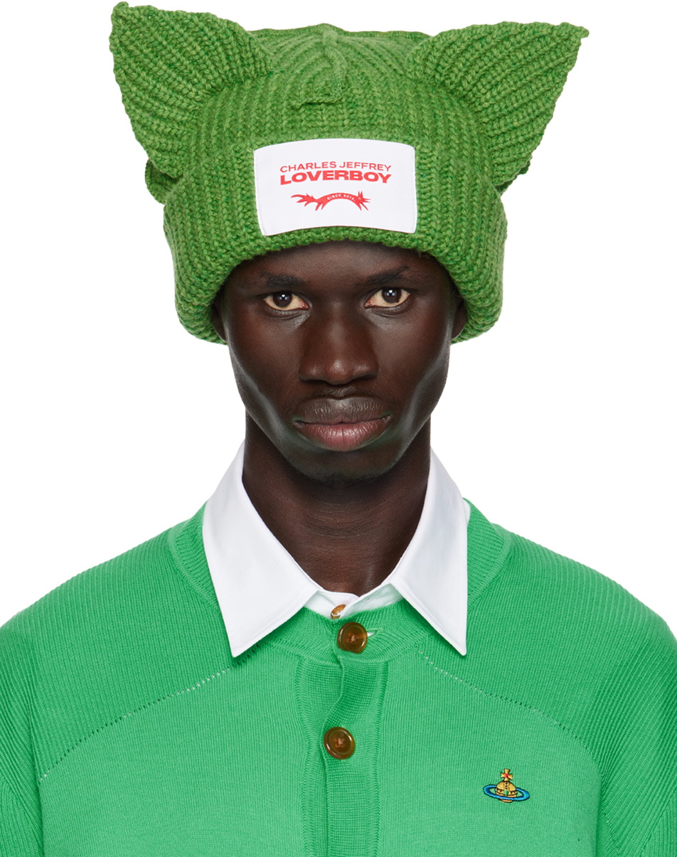 Charles Jeffrey LOVERBOY: Green Chunky Ears Beanie | SSENSE