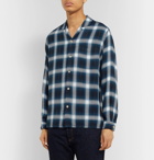 Blue Blue Japan - Camp-Collar Checked Flannel Shirt - Navy