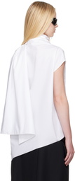 Carven White Scarf Blouse