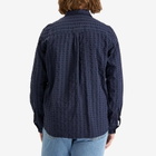 Foret Men's Map Seersucker Overshirt in Navy