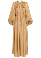 Zimmermann Mohon Charm-effect Silk Midi Dress Beige