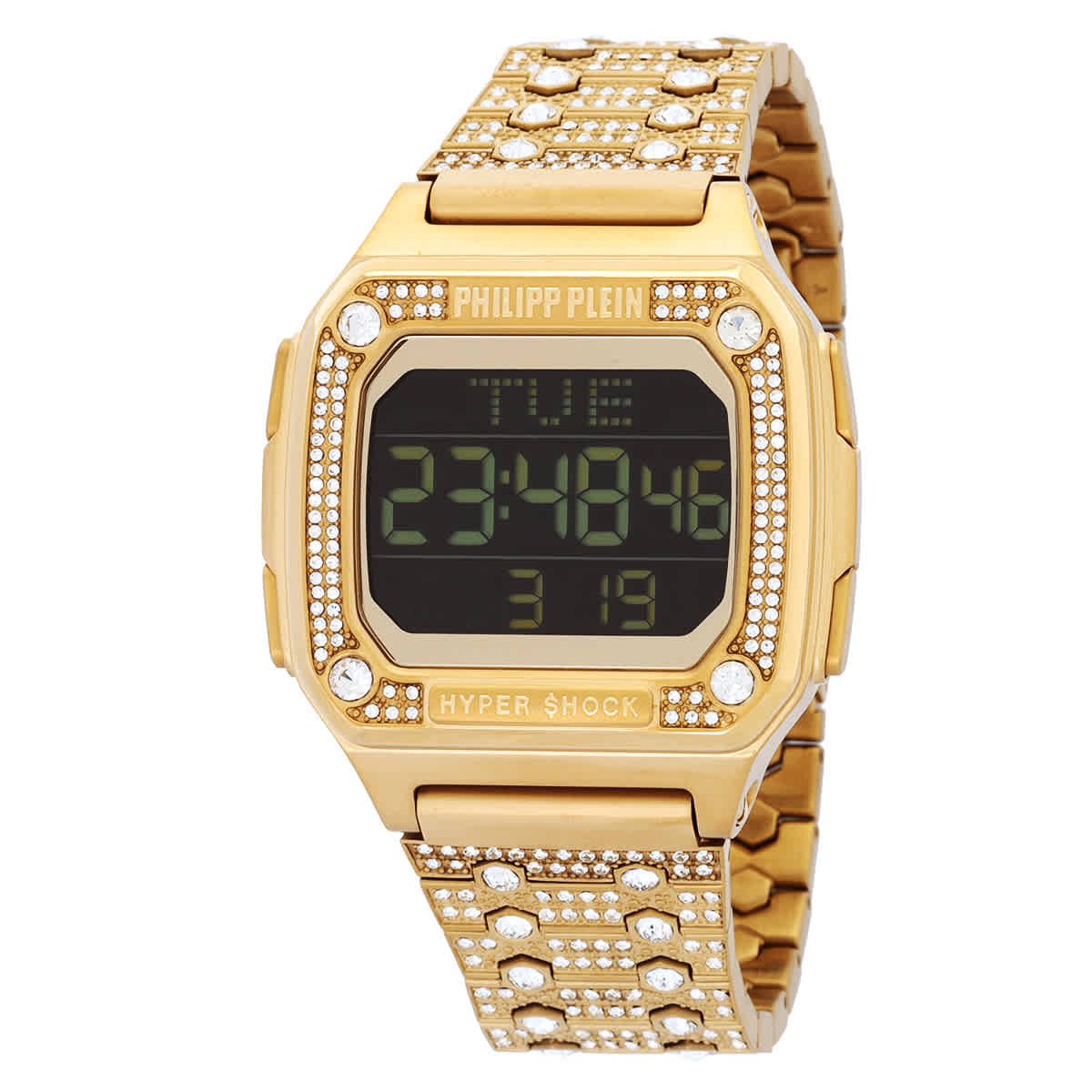 Philipp Plein Hyper Shock Quartz Digital Crystal Black Dial Unisex Watch PWHAA1321
