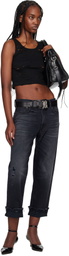 R13 Black Distressed Tank Top