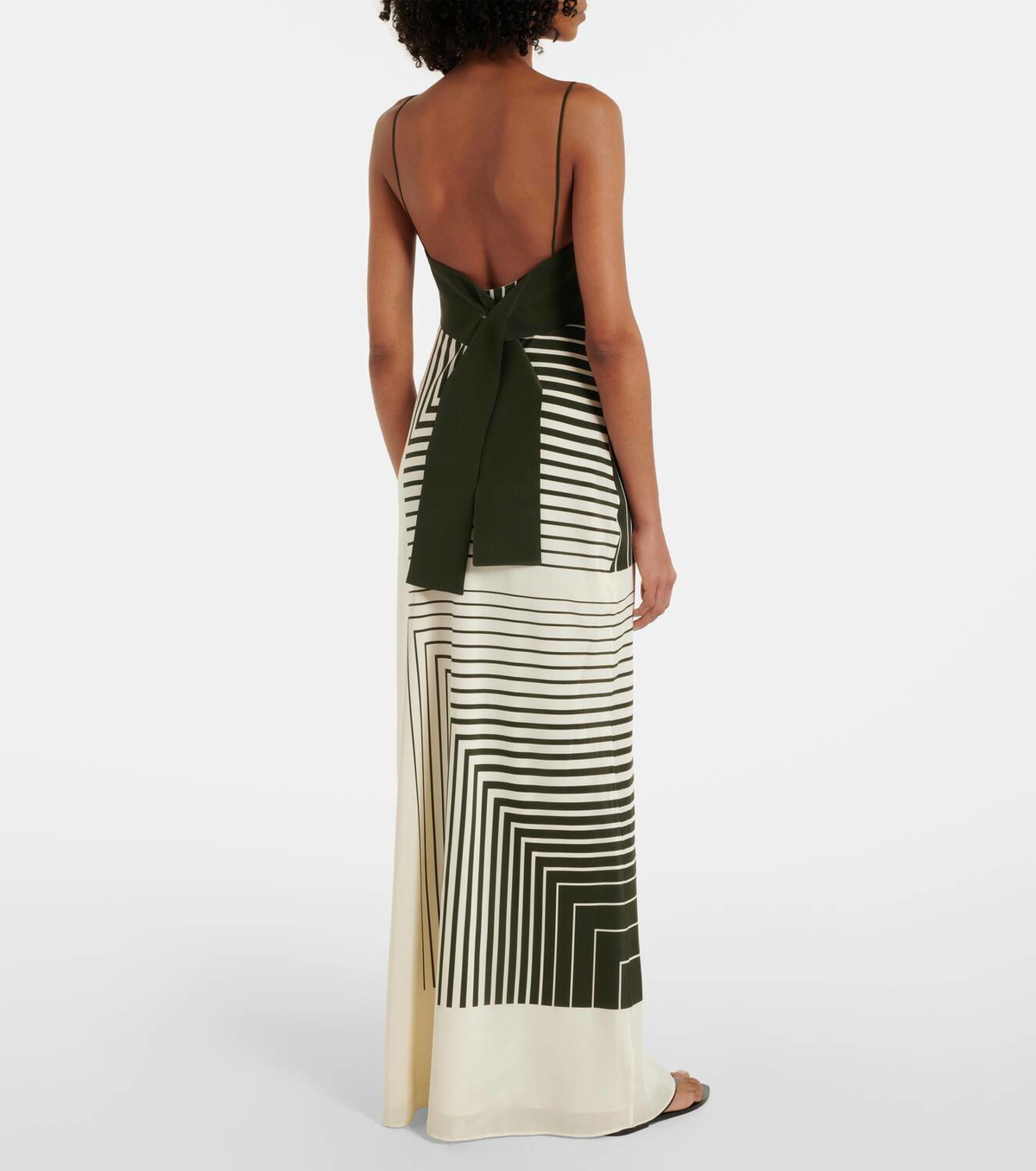 sir green stripe dress Leilana striped silk maxi SIR This modern dress is