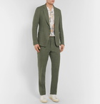 Officine Generale - Olive Paul Slim-Fit Herringbone Linen-Blend Suit Trousers - Men - Army green