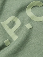 A.P.C. - VPC Logo-Flocked Cotton-Jersey Sweatshirt - Green