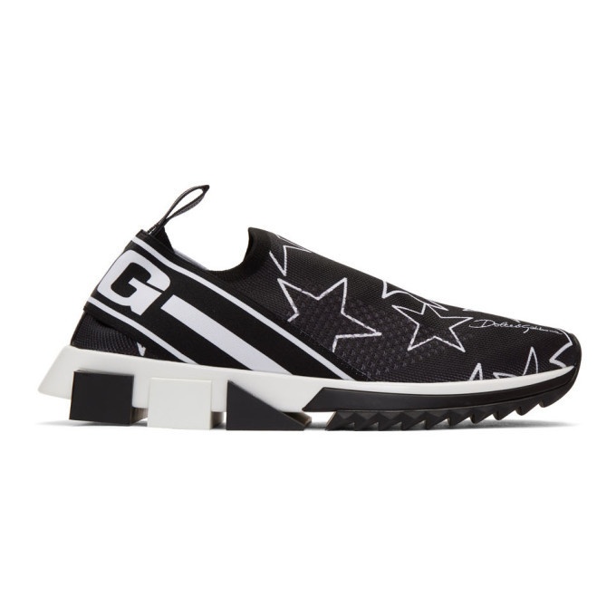 Photo: Dolce and Gabbana Black Millennial Star Sorrento Slip-On Sneakers