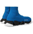 Balenciaga - Speed 2.0 Logo-Print Stretch-Knit Slip-On Sneakers - Blue