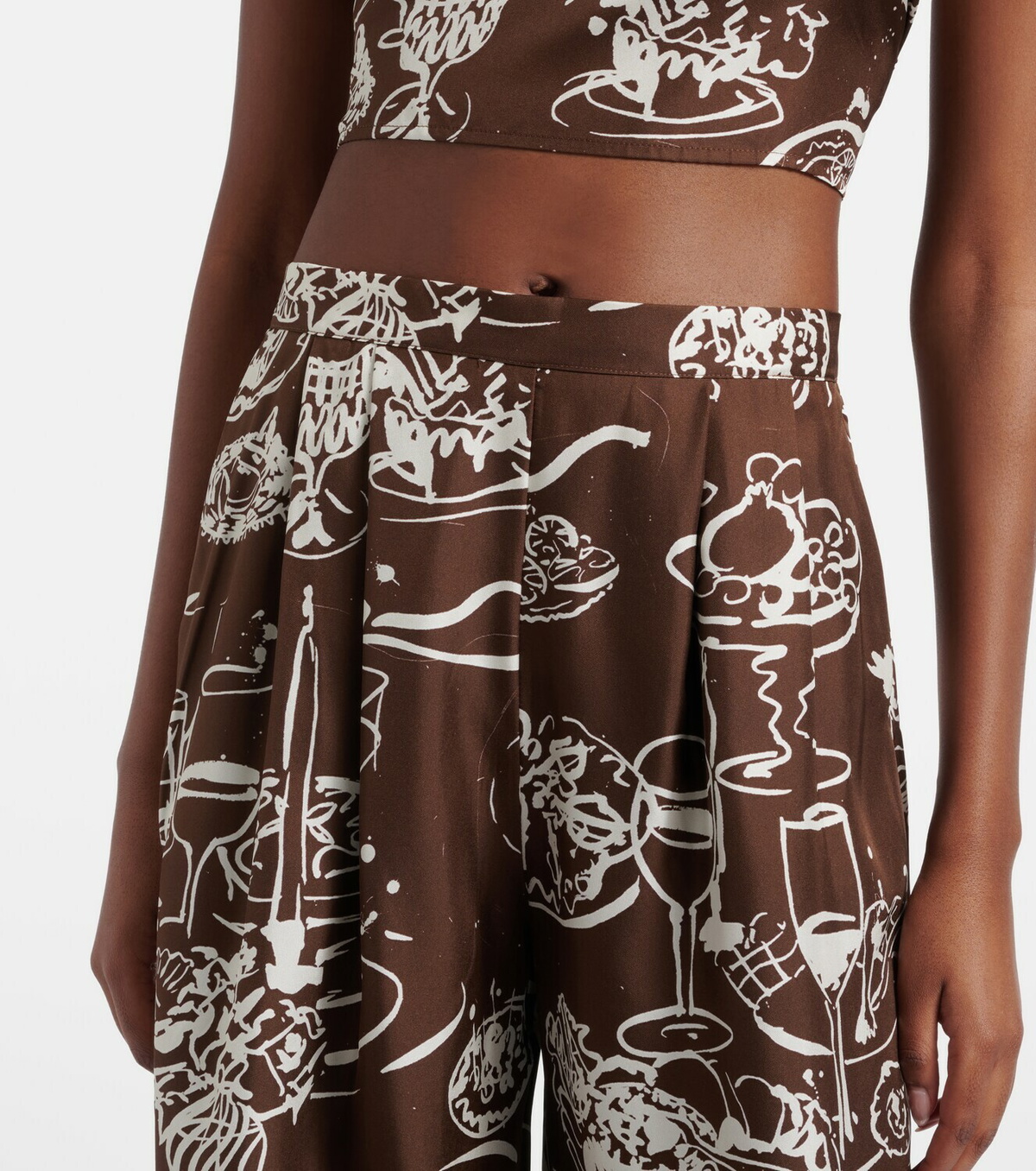 Asceno Isola printed silk twill wide-leg pants