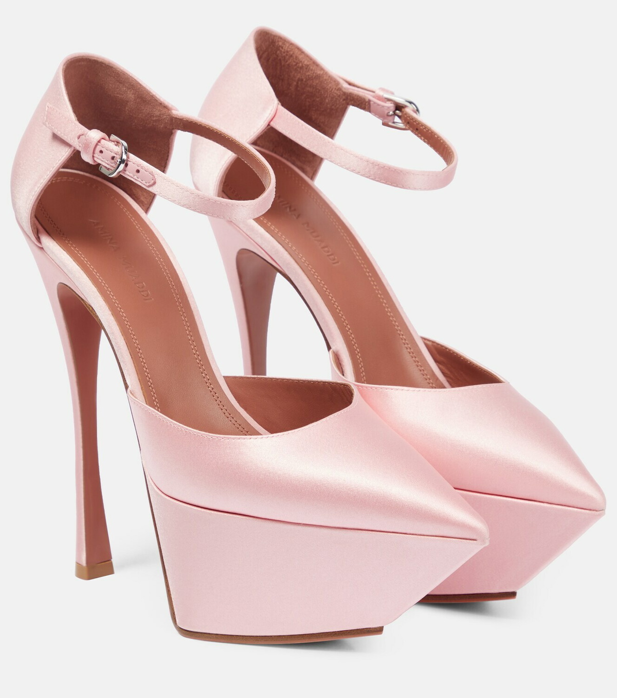 Amina Muaddi - Angelica satin platform pumps