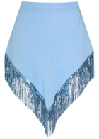 Rabanne Fringed Chains Asymmetric Woven Skirt Blue
