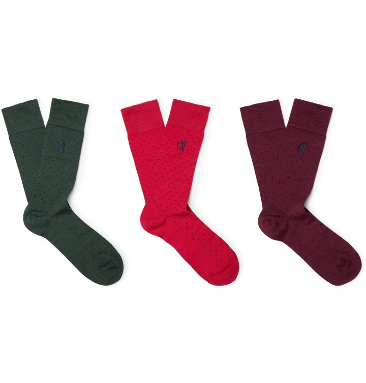 Photo: London Sock Co. - Three-Pack Polka-Dot Stretch Cotton-Blend Socks - Multi