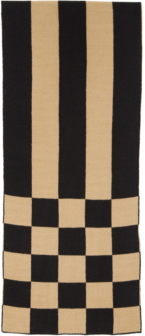 OPEN YY Beige Tartan Wool Scarf OPEN YY