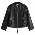 MKI Men's Cropped Leather Racer Jacket in Black