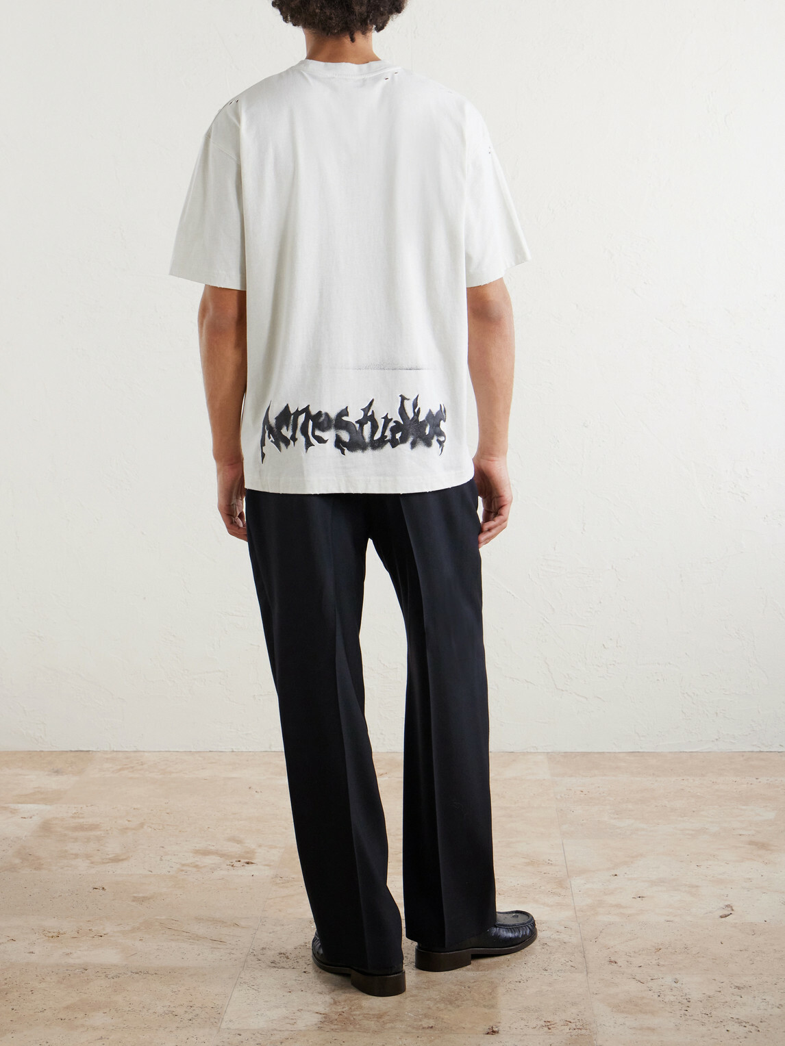 Acne Studios - Logo-Print Distressed Cotton-Blend Jersey T-Shirt - White