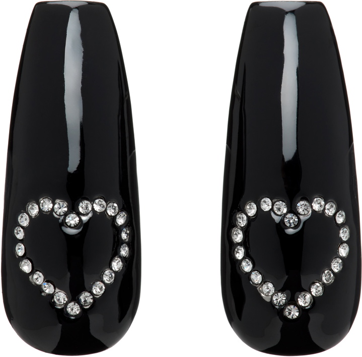 Photo: I'm Sorry by Petra Collins SSENSE Exclusive Black & Silver D'heygere Edition Heart Nail Earrings