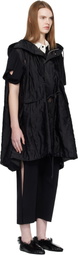 sacai Black Quilted Satin Hooded Vest