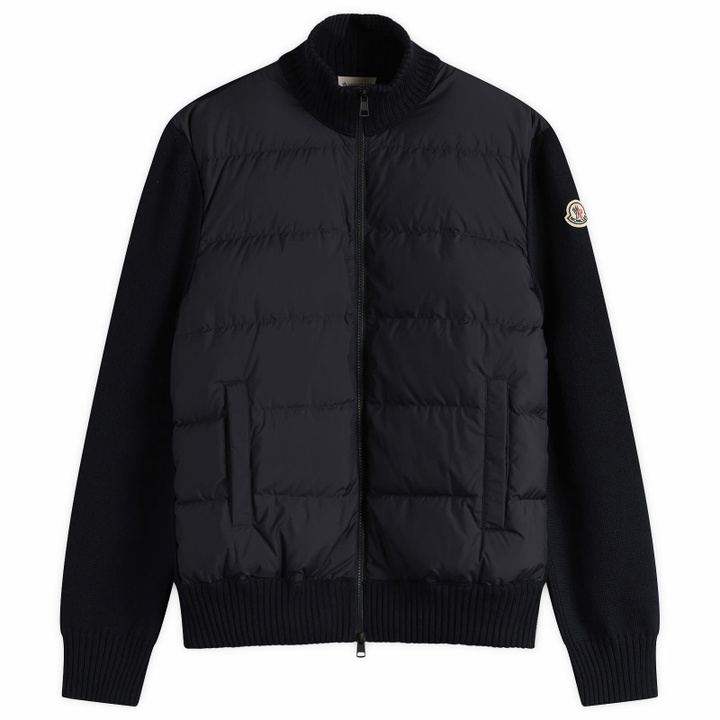Photo: Moncler Men's Hybrid Padded Front Wool Zip Jacket in Navy