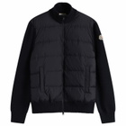 Moncler Men's Hybrid Padded Front Wool Zip Jacket in Navy