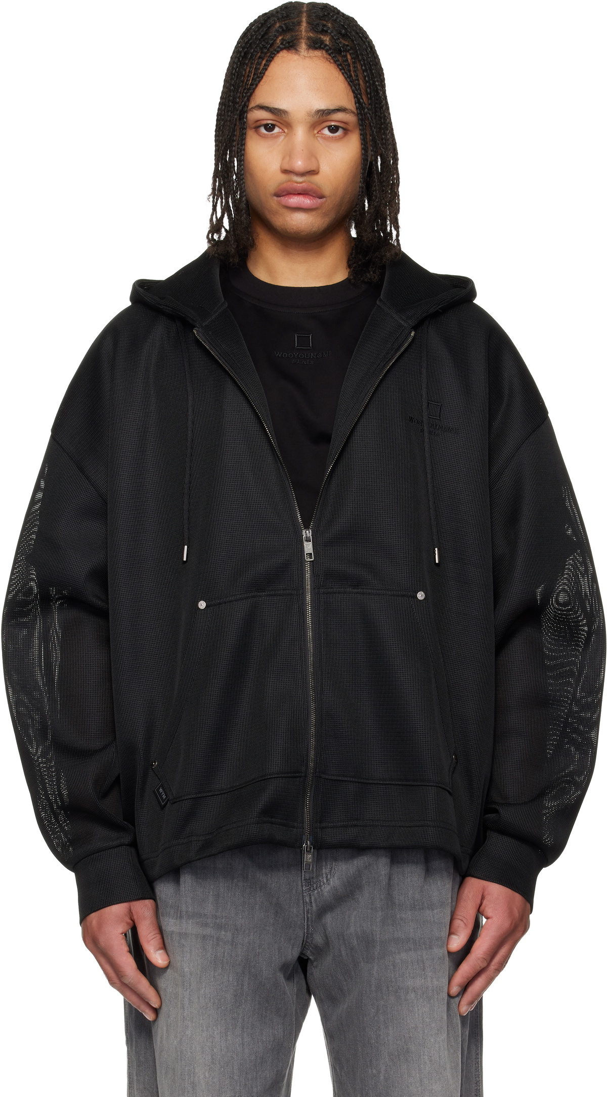 WOOYOUNGMI Black Mesh Hoodie