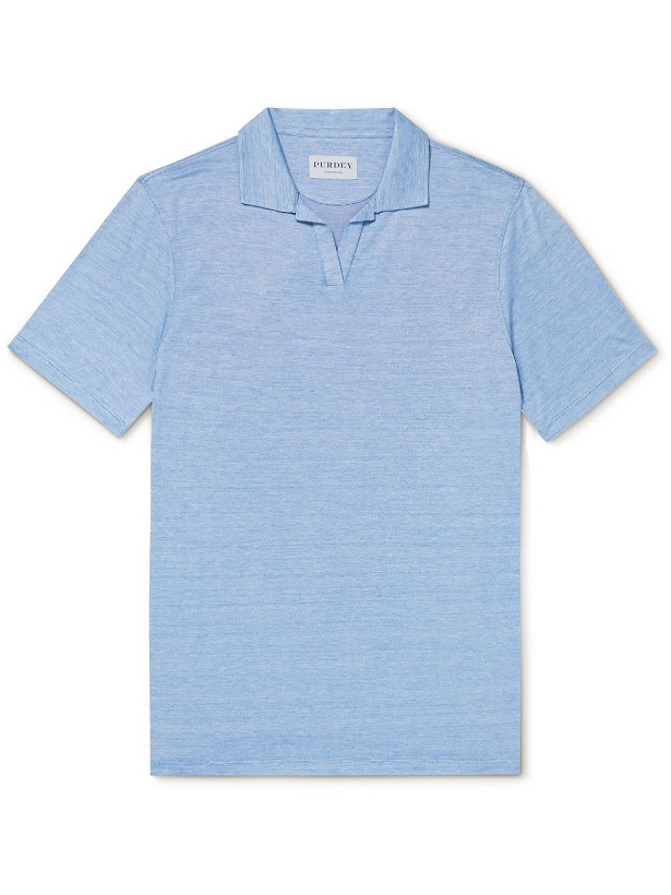 Photo: Purdey - Stretch-Cotton and Modal-Blend Polo Shirt - Blue